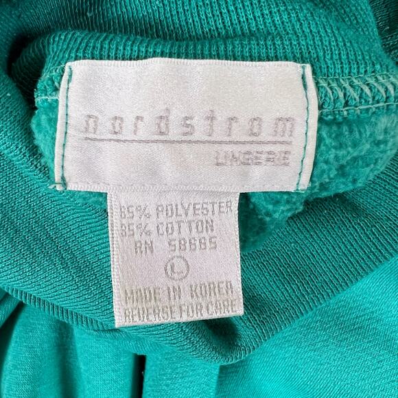 Vintage Nordstrom Lingerie Teal Mock Neck Sweatshirt L | Embroidered Crest Korea - Picture 5 of 13